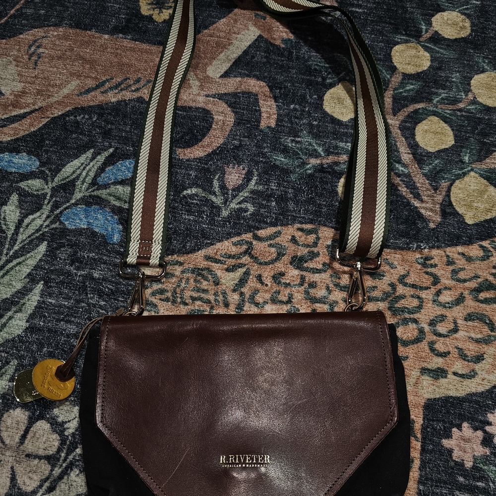 R. Riveter Brown and Black Crossbody Bag